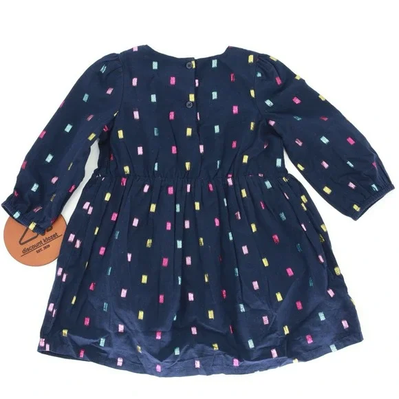Baby Gap Girls 2T Metallic Block Ruffle Button‎ Back Lined Dress NWT - Picture 2 of 3